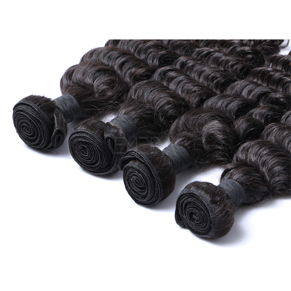 Deep wave wavy wefted human hair extensions CX067